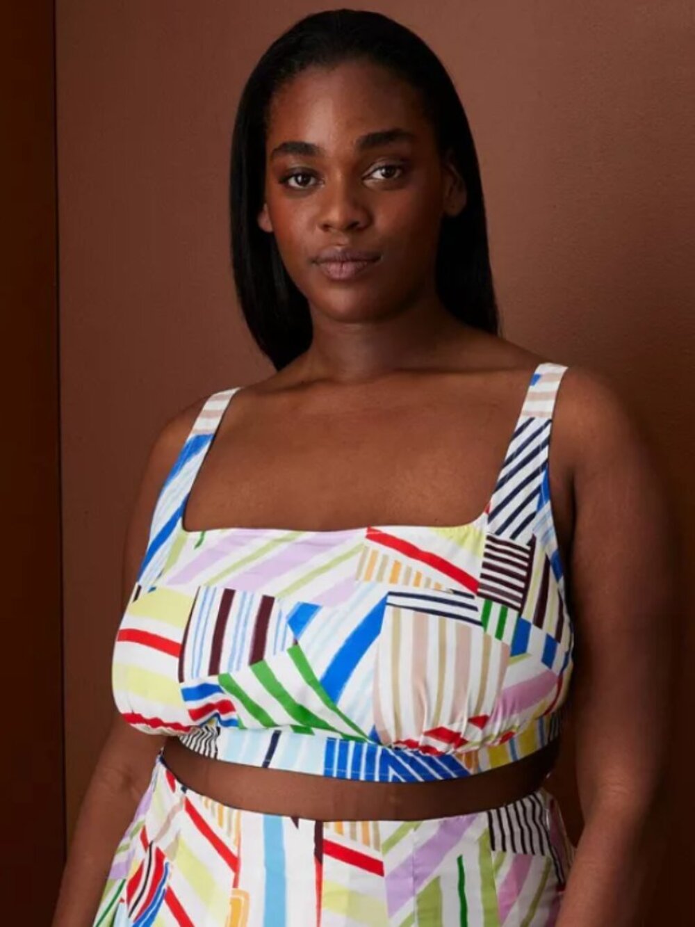 Women's Sleeveless Poplin Madras Bralette Top - Rosie Assoulin x Target 1x
